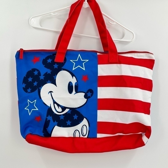 DISNEY Mickey Mouse American Flag Canvas Tote Bag Like New - Picture 1 of 13